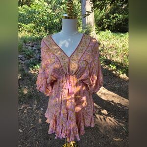 Aakaa Floral Pink and Orange Women's Top